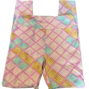 Lularoe Pink Square Shape Buttery Soft Leggings One Size EUC #5022